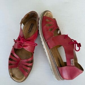 Pikolinos Women's Alcudia W1L-0917 Red  Leather Lace Sandals Size  42/ 11 US